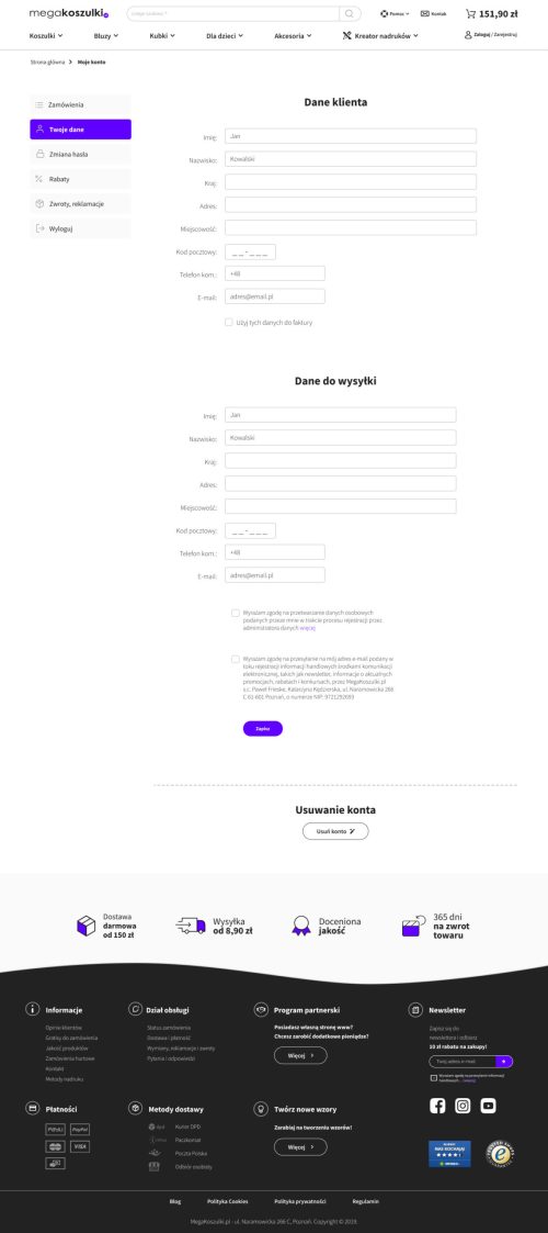 User Panel - Account info