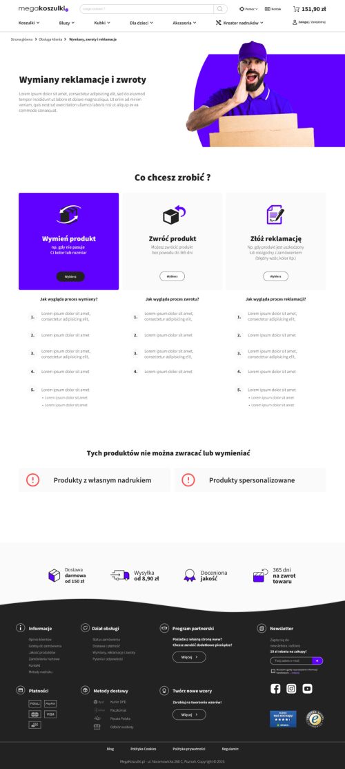 Wymiany, reklamacje, zwroty